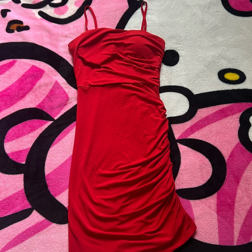 SHEIN Red Ruched Dress